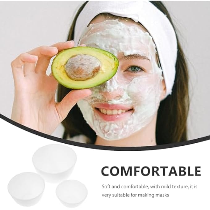 Healifty SILICONE FACIAL MASK MIXING BOWL FACE MASK APPLICATOR BOWLS DIY FACIAL MASK STIRRING BOWLS FOR MUD MASK AND OTHER SKINCARE PRODUCTS 3PCS WHITE - Image 4